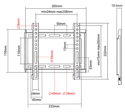 SGB201 FIXED MOUNT BRACKET FOR 23-43 INCHES