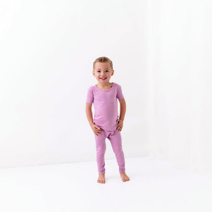 Toddler wearing Short Sleeve Kids Pajamas with Pants in Poi