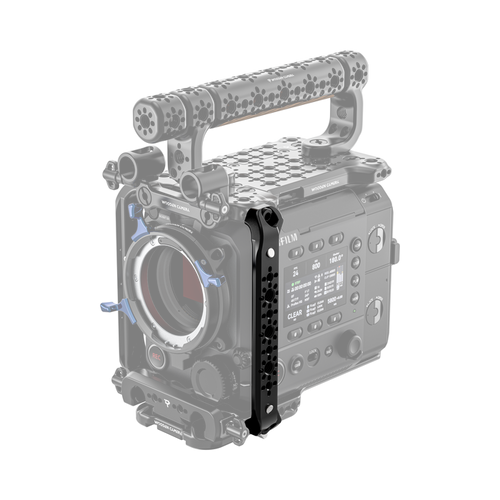 fujifilm eterna 55 front of camera body with wooden camera side rail