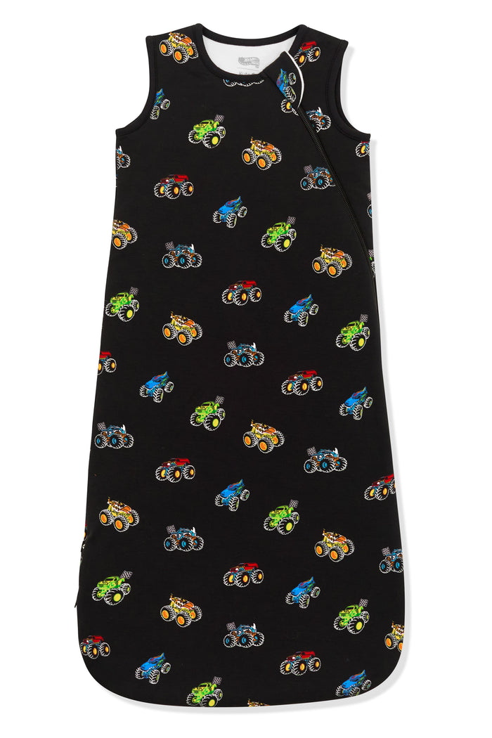 Sleep Bag 1.0 with Monster Truck print on white background