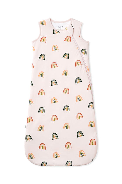 Vanilla cream Sleep Bag in Retro Rainbow 1.0 print on a white background
