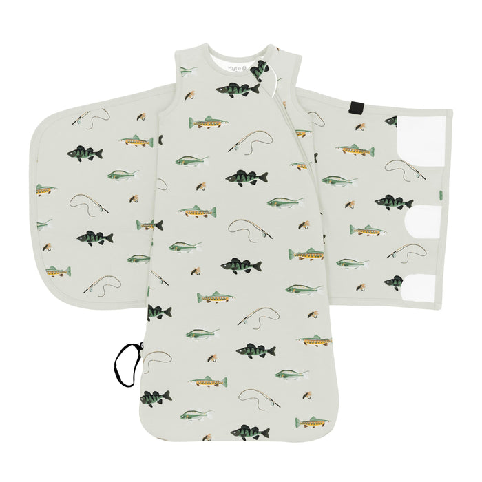 Sleep Bag Swaddler with adjustable velcro in Fishing
