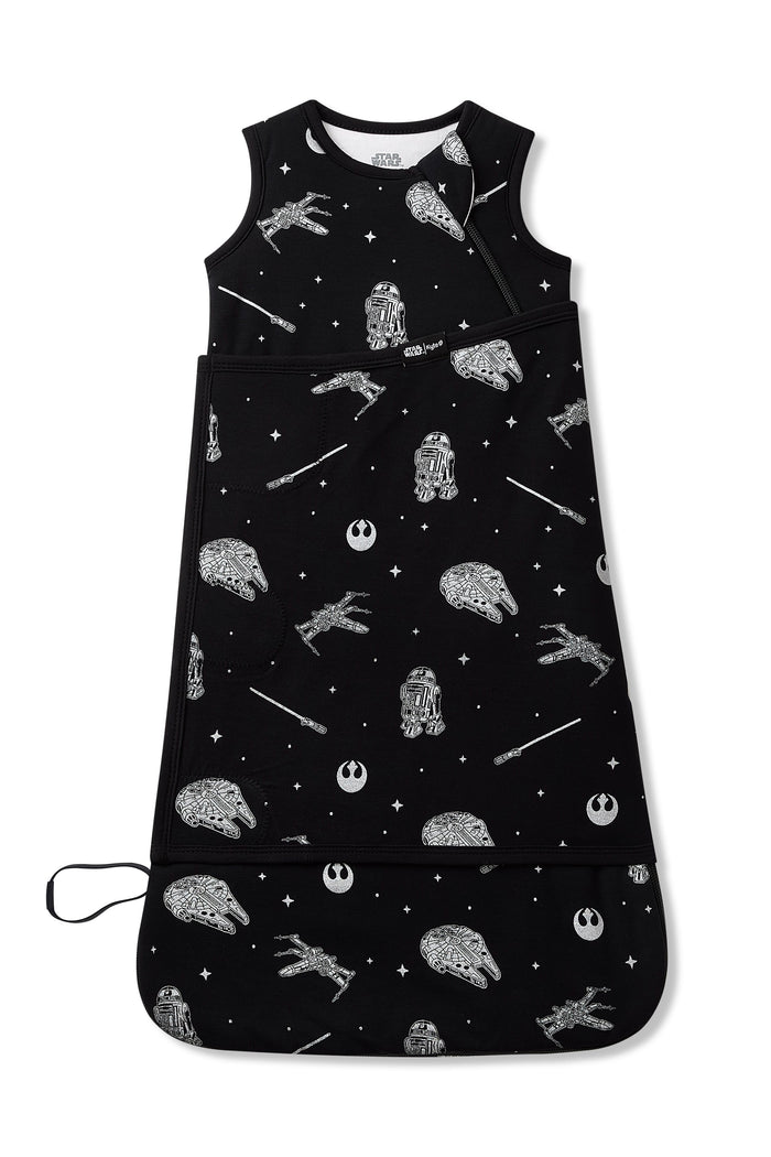 Sleep Bag Swaddler in STAR WARS™ 1.0 shown swaddled on a white surface