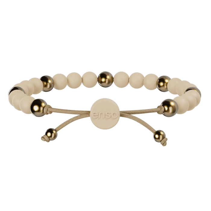 6mm Beaded Bracelet - Champagne & Gold