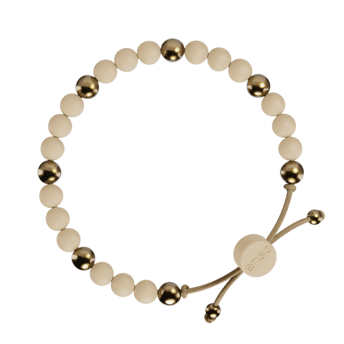 6mm Beaded Bracelet - Champagne & Gold