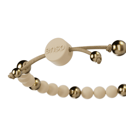 6mm Beaded Bracelet - Champagne & Gold