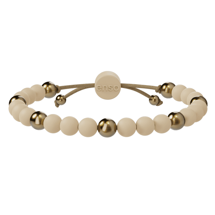 6mm Beaded Bracelet - Champagne & Gold