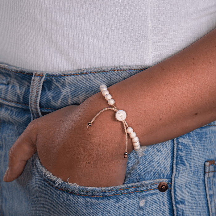 6mm Beaded Bracelet - Champagne