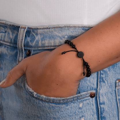 6mm Beaded Bracelet - Obsidian