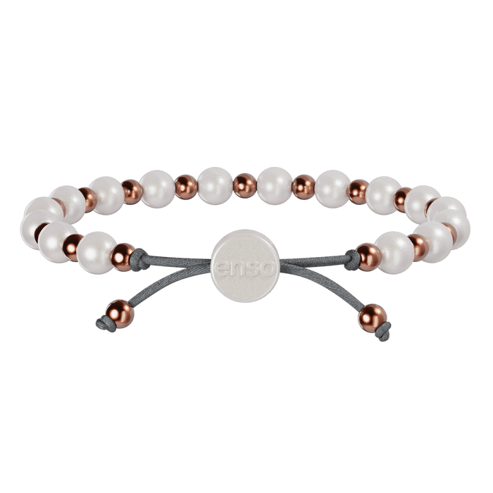 6mm Beaded Bracelet - Pearl & Rose Gold