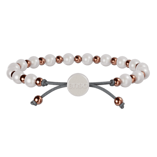 6mm Beaded Bracelet - Pearl & Rose Gold
