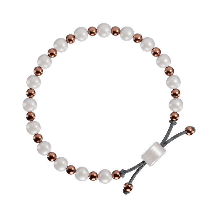 6mm Beaded Bracelet - Pearl & Rose Gold