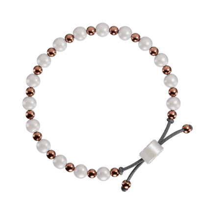 6mm Beaded Bracelet - Pearl & Rose Gold