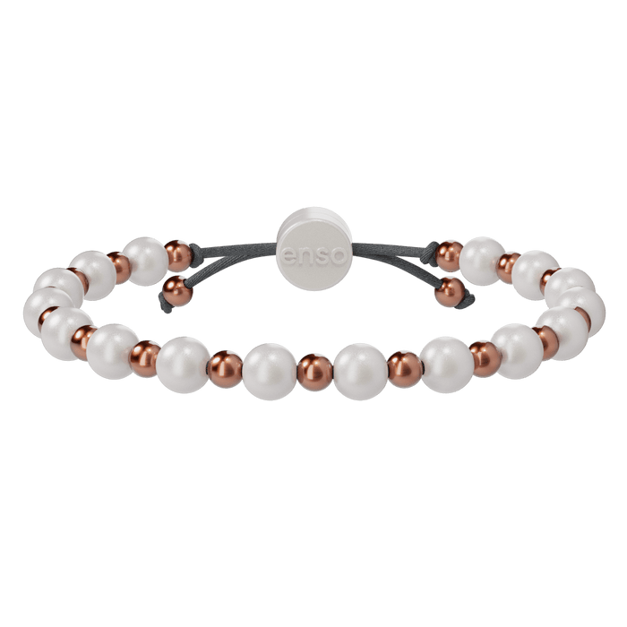 6mm Beaded Bracelet - Pearl & Rose Gold