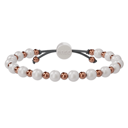 6mm Beaded Bracelet - Pearl & Rose Gold
