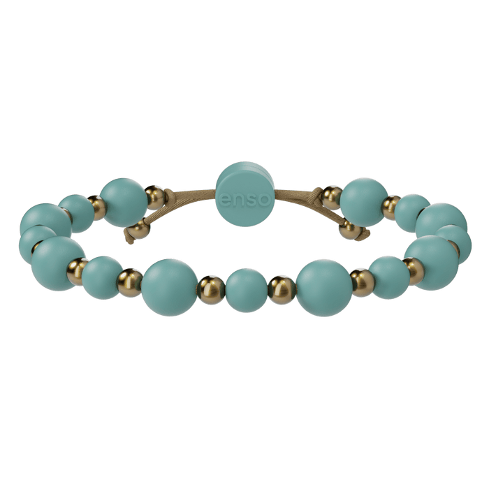 6mm Beaded Bracelet - Turquoise & Gold