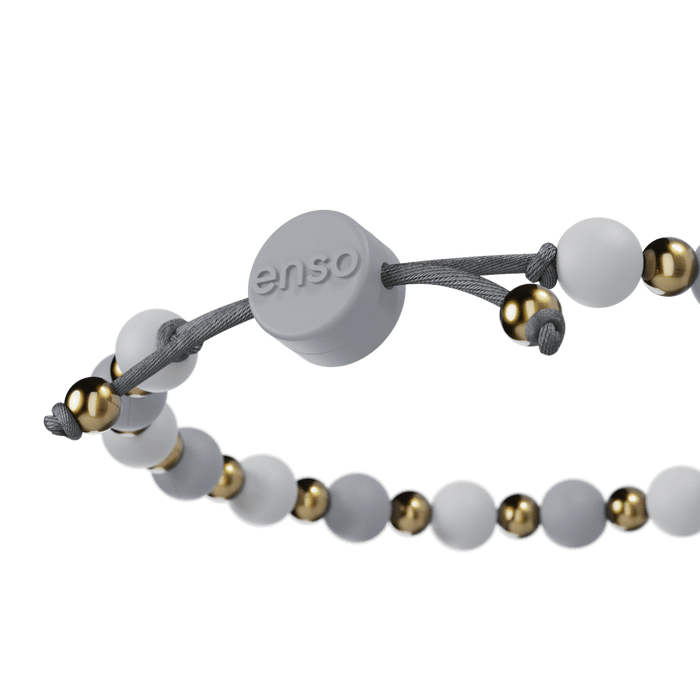 6mm Beaded Bracelet - White, Misty Grey, & Gold