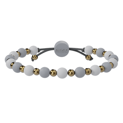 6mm Beaded Bracelet - White, Misty Grey, & Gold