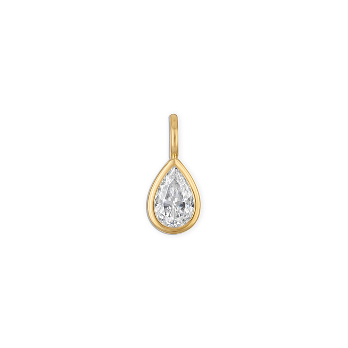 Small Bezel Pear Pendant - 14k vermeil bezel set 8x5mm lab gemstone pear pendant