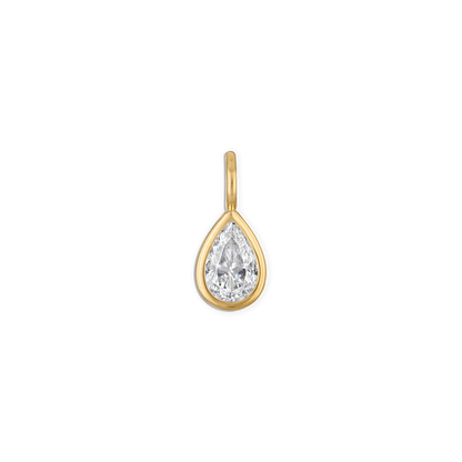 Small Bezel Pear Pendant - 14k vermeil bezel set 8x5mm lab gemstone pear pendant