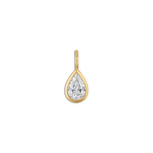 Small Bezel Pear Pendant - 14k vermeil bezel set 8x5mm lab gemstone pear pendant