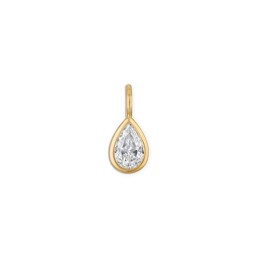 Small Bezel Pear Pendant - 14k vermeil bezel set 8x5mm lab gemstone pear pendant
