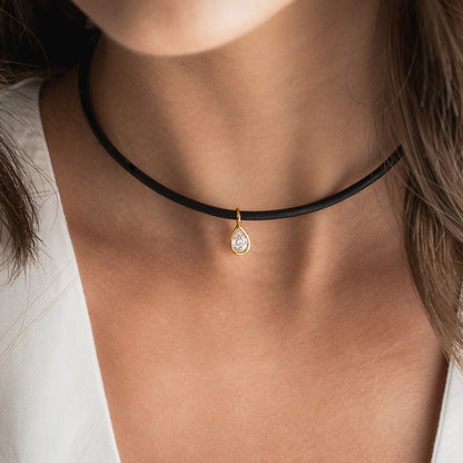 Small Bezel Pear Pendant