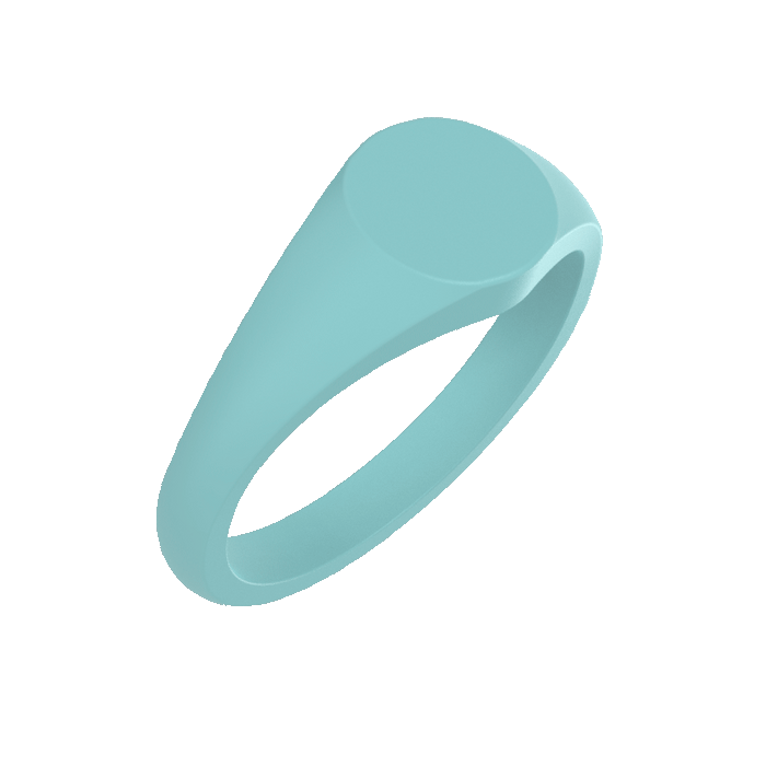 Small Signet Silicone Ring - Cyan
