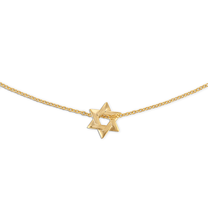 Small Star of David Necklace - 14k vermeil 11mm Star of David on gold filled rolo chain