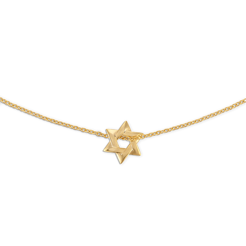 Small Star of David Necklace - 14k vermeil 11mm Star of David on gold filled rolo chain