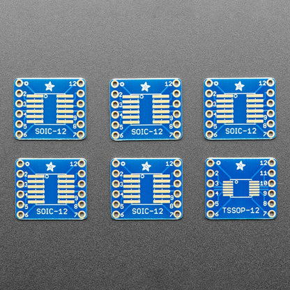 SMT Breakout PCB for SOIC-12 or TSSOP-12 - 6 Pack! by Adafruit - The Pi Hut