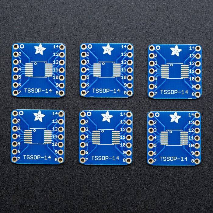 SMT Breakout PCB for SOIC-14 or TSSOP-14 - 6 Pack by Adafruit - The Pi Hut