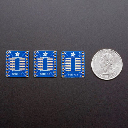 SMT Breakout PCB for SOIC-16 or TSSOP-16 - 3 Pack! by Adafruit - The Pi Hut
