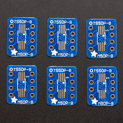 SMT Breakout PCB for SOIC-8, MSOP-8 or TSSOP-8 - 6 Pack by Adafruit - The Pi Hut