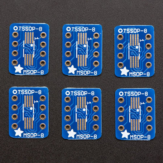 SMT Breakout PCB for SOIC-8, MSOP-8 or TSSOP-8 - 6 Pack by Adafruit - The Pi Hut