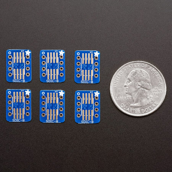 SMT Breakout PCB for SOIC-8, MSOP-8 or TSSOP-8 - 6 Pack by Adafruit - The Pi Hut