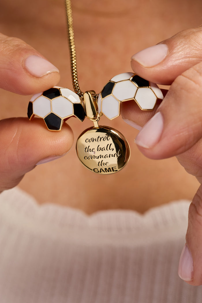 Soccer Ball "Control The Ball, Command The Game" Locket Necklace