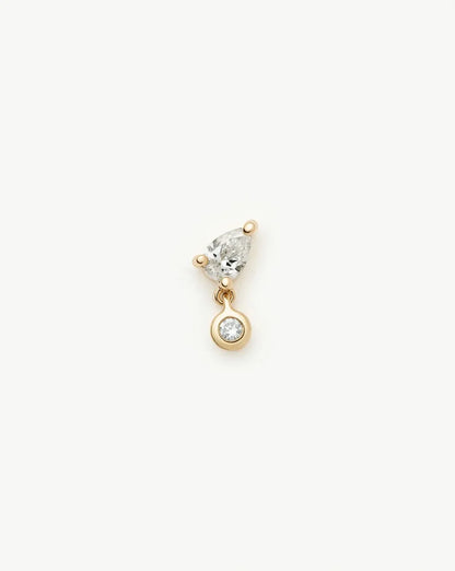 Solid Gold Pear Diamond Charm Flat Back Stud Earring | 9k Solid Gold Earrings Missoma