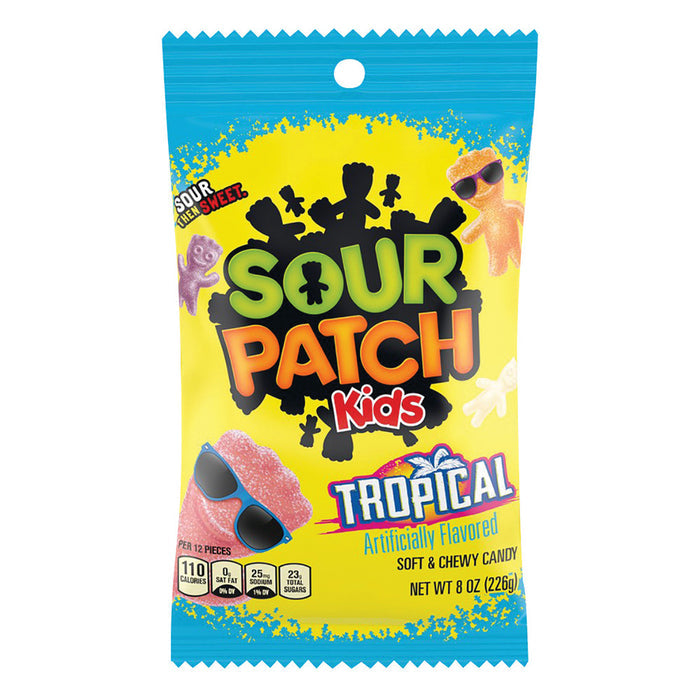 Sour Patch Kids Tropical Gummy Candy Peg Bags - 12 Count