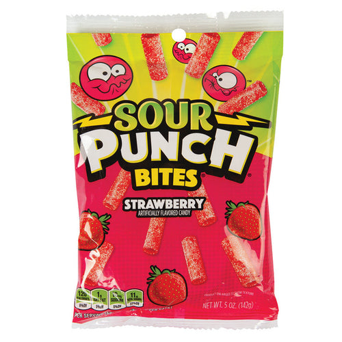 Sour Punch Strawberry Bites Sour Candy Peg Bag - 12 Count