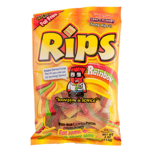 Sour Rips Rainbow Bite Size Licorice Candy Peg Bags - 12 Count