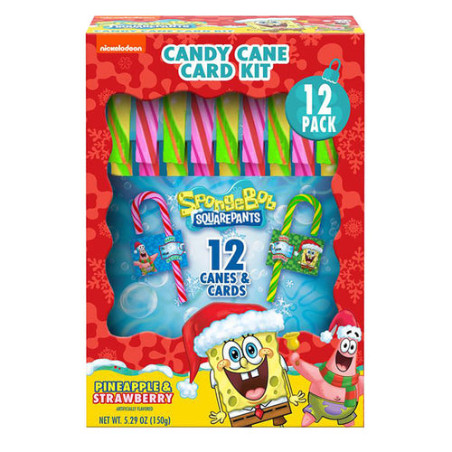 Spongebob Squarepants Candy Canes and Cards Box - 12 Count