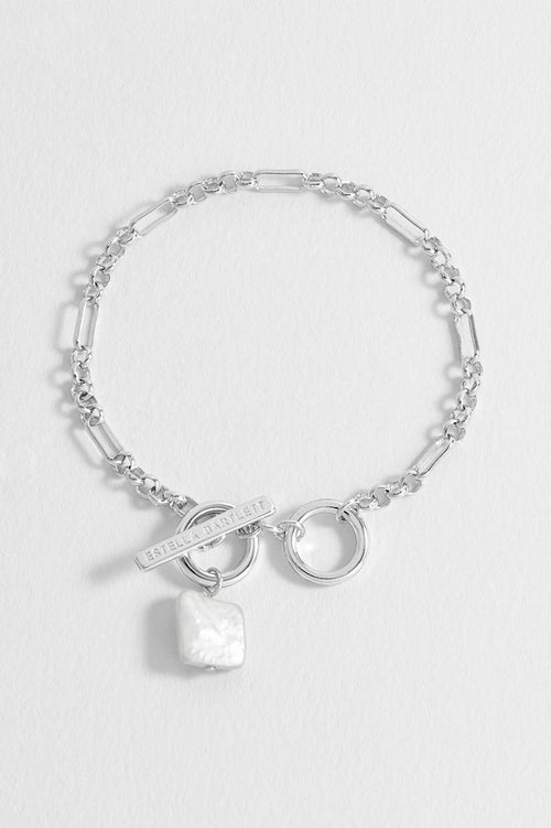 Square Baroque Pearl T-Bar Bracelet