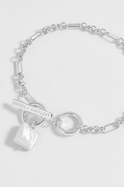 Square Baroque Pearl T-Bar Bracelet