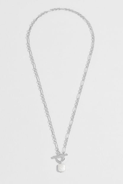 Square Baroque Pearl T-Bar Necklace