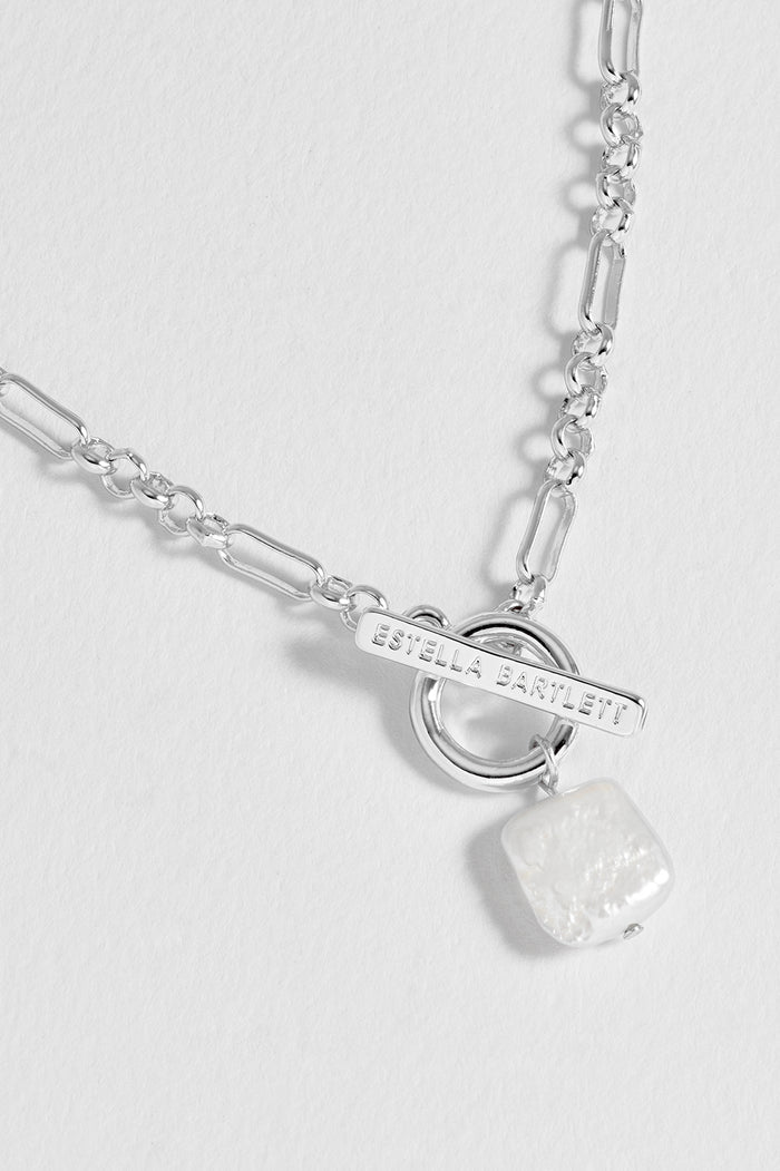 Square Baroque Pearl T-Bar Necklace
