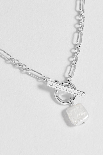 Square Baroque Pearl T-Bar Necklace