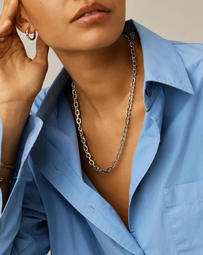 Square Paperclip Chain Necklace | Platinum Plated Necklaces Missoma