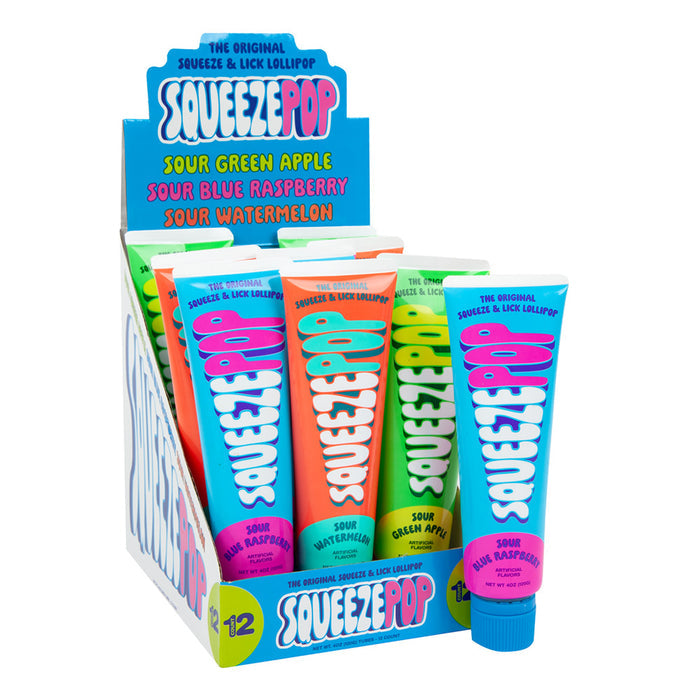 Squeeze Pop Assorted Flavor Candy Tubes - 12 Count