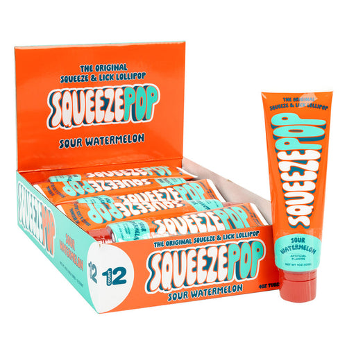 Squeeze Pop Sour Watermelon Candy Tubes - 12 Count